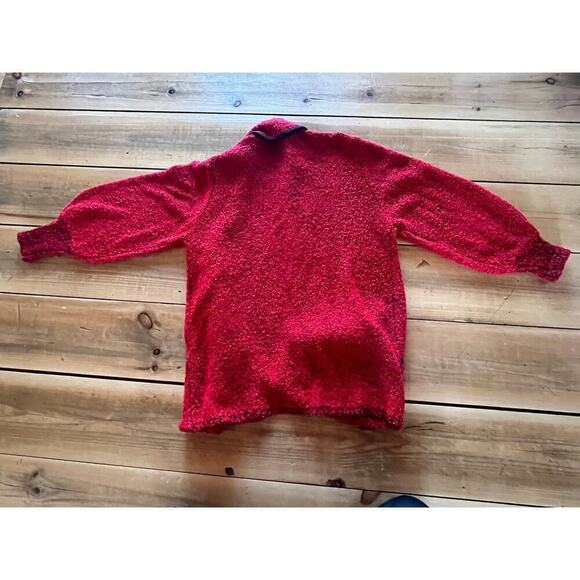 Vintage Sideffects Knitted Duster Sweater Womens L Open Cardigan Red & Black - Picture 3 of 8